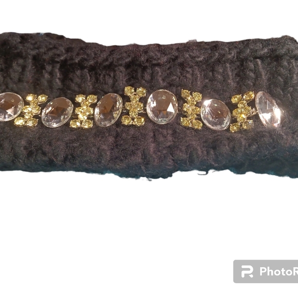 MIXIT JEWELED Crocheted Black Head & Ear Warmer Gently Loved - Picture 3 of 5